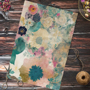 Mousseline Papier de papier de fond de collage floral Abstrai