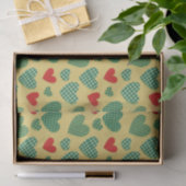 Mousseline Papier de papier de fond Red & Green Hearts (Cadeau)