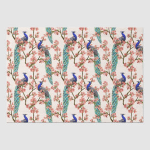 Mousseline Papier de papier de motif de Damas Peacock