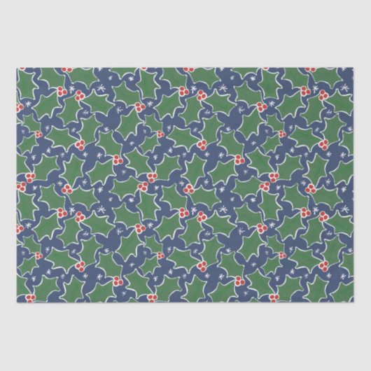 Mousseline Papier de papier de Noël bleu et vert (Recto)