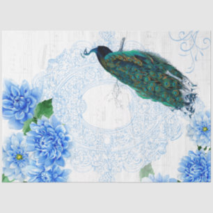 Mousseline Papier de papier de tissu de coquillage bleu-flora