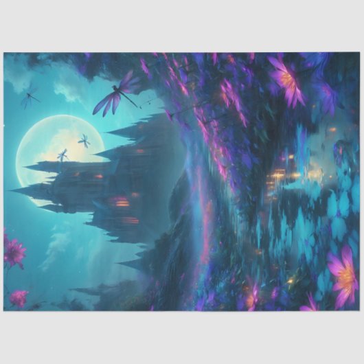 Mousseline Papier de papier de tissus de château de libellule (Recto)