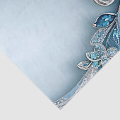 Mousseline Papier de papier de tissus fleuri orange bleu (Détail)