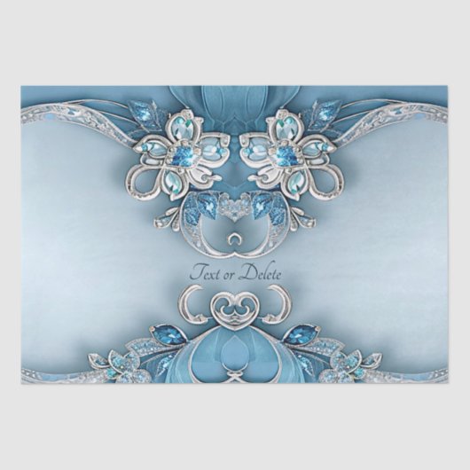 Mousseline Papier de papier de tissus fleuri orange bleu (Recto)