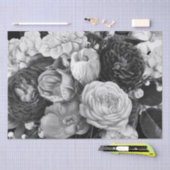 Mousseline Papier de papier de tissus floraux noir et blanc (Artisanat)