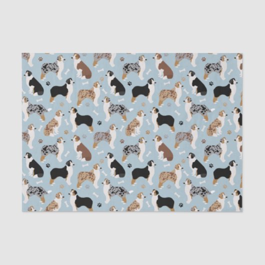 Mousseline Papier de papier tissu Australian Shepherd Bones a (Recto)
