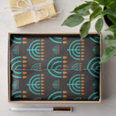 Mousseline Papier de papier tissu bleu Hanoukka Menorah (Cadeau)