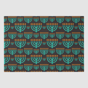 Mousseline Papier de papier tissu bleu Hanoukka Menorah