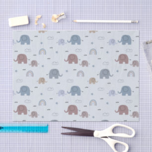Mousseline Papier de papier tissu Motif Maman & Baby Elephant