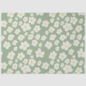 Mousseline Papier de soie, vert avec des fleurs blanches. (Recto)
