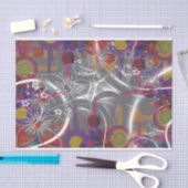 Mousseline Papier de tissu abstrait et fleuri (Artisanat)