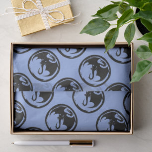 Mousseline Papier de tissu bleu Dragon noir moyen
