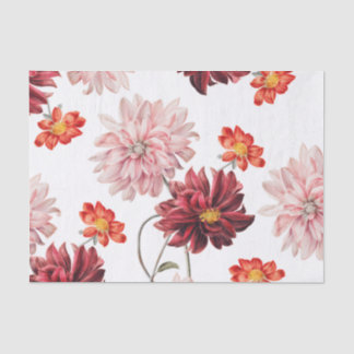 Mousseline Papier de tissu botanique vintage Dahlias
