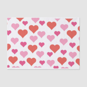 Mousseline Papier de tissu Coeurs rouges et roses