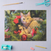 Mousseline papier de tissu de chat d'arbre de noël (Artisanat)