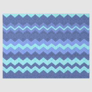 Mousseline papier de tissu de chevron bleu