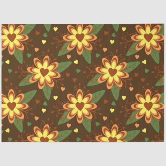 Mousseline papier de tissu de coeurs de fleurs (Recto)