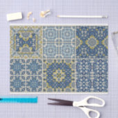 Mousseline Papier de tissu de conception de carreaux bleu et  (Artisanat)