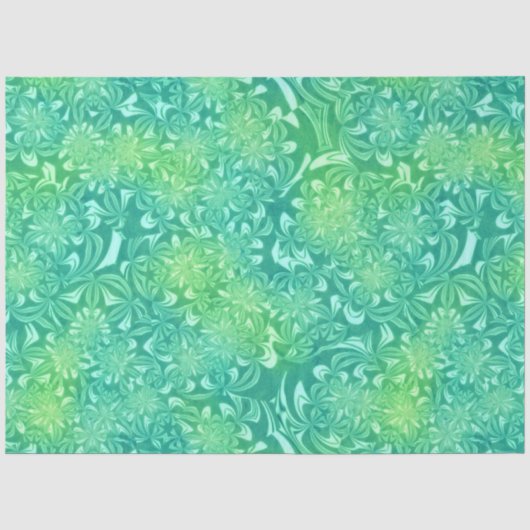 Mousseline papier de tissu de fleurs de batik vert (Recto)