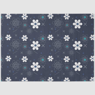 Mousseline papier de tissu de fleurs d'hiver de minuit