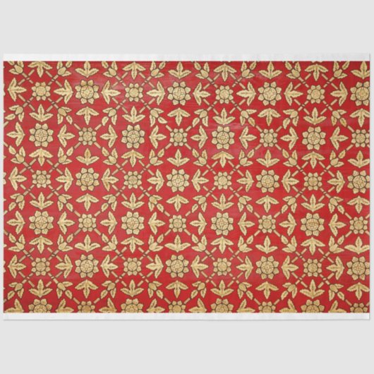 Mousseline papier de tissu de fleurs dorées (Recto)