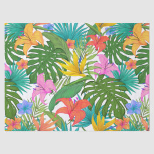 Mousseline papier de tissu de fleurs tropicales