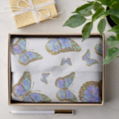 Mousseline papier de tissu de papillons bleus (Cadeau)