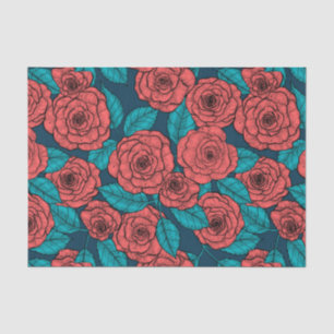 Mousseline Papier de tissu de roses rouges