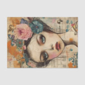 MOUSSELINE PAPIER DE TISSU DÉCOUPAGE DE LA FILLE FLEUVE BOHO (Recto)