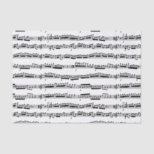 Mousseline papier de tissu feuille de notes de musique noir e (Recto)