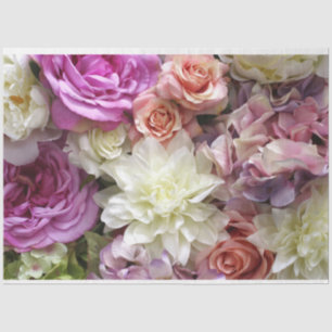 Mousseline Papier de tissu floral avec dahlia et rose