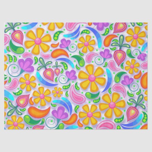 Mousseline papier de tissu floral clair (Recto)