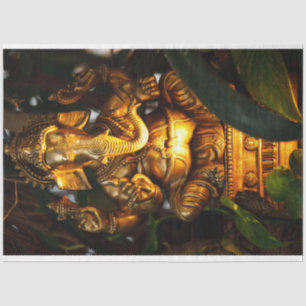 Mousseline papier de tissu ganesha doré