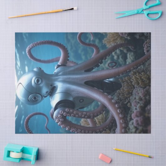 Mousseline Papier de tissu octopus Cyber (Artisanat)
