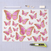 Mousseline papier de tissu papillon rose (Artisanat)