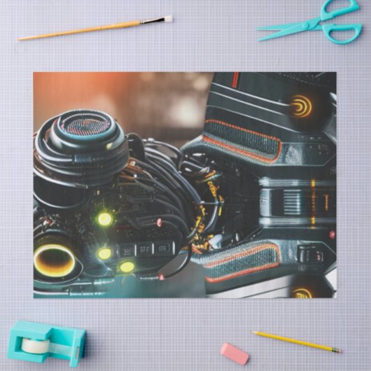 Mousseline Papier de tissu Robot 3 (Artisanat)