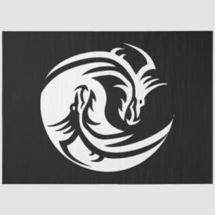 Mousseline papier de tissu yin yang dragons