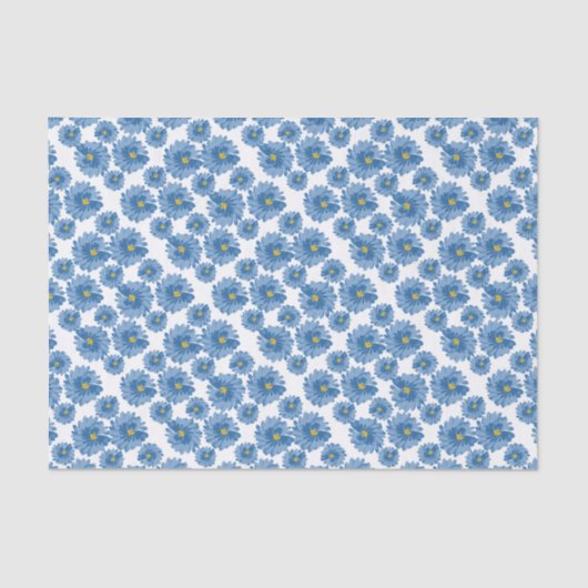 Mousseline Papier de tissus à fleurs bleues (Recto)