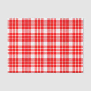 Mousseline Papier de tissus à plaid rouge et blanc