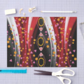 Mousseline Papier de tissus Abstrait rouge noir blanc (Artisanat)