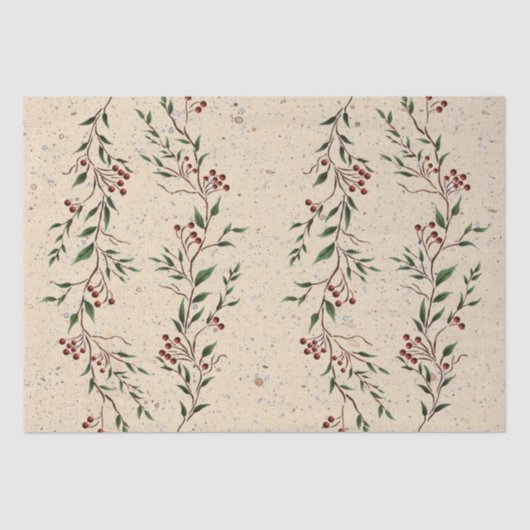 Mousseline Papier de tissus Berry Branch (Recto)