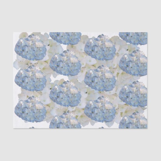 Mousseline Papier de tissus bleu et blanc chic Hydrangea (Recto)