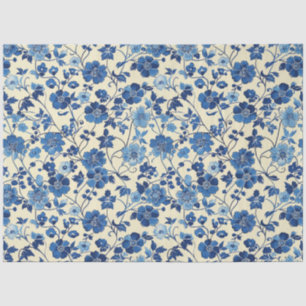 Mousseline Papier de tissus bleu floral