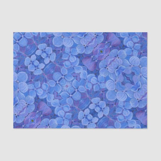 Mousseline Papier de tissus Blue Hydrangea (Recto)