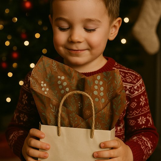 Mousseline Papier de tissus botanique rustique - Pin & Eucaly