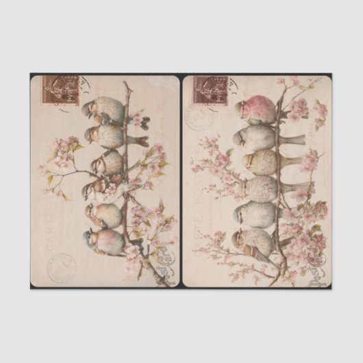 Mousseline Papier de tissus Branchy Birds (Recto)