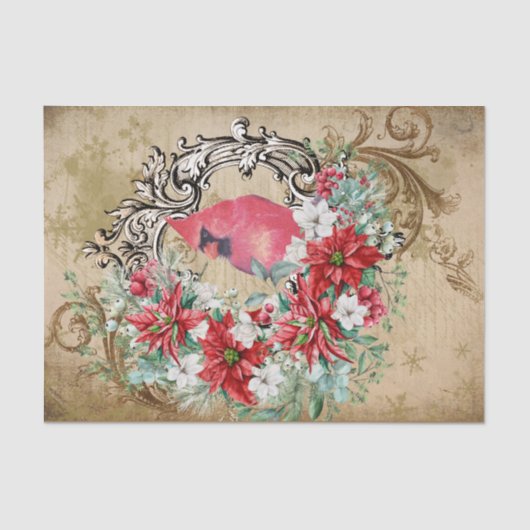 Mousseline Papier de tissus cardinal de Noël (Recto)