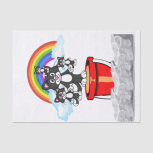 Mousseline Papier de tissus Chats noirs Rainbow