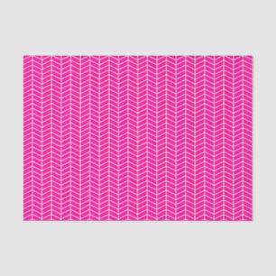 Mousseline Papier de tissus Chevron - Blanc sur rose chaud