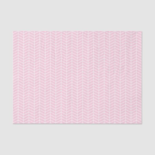 Mousseline Papier de tissus Chevron - Blanc sur rose clair (Recto)